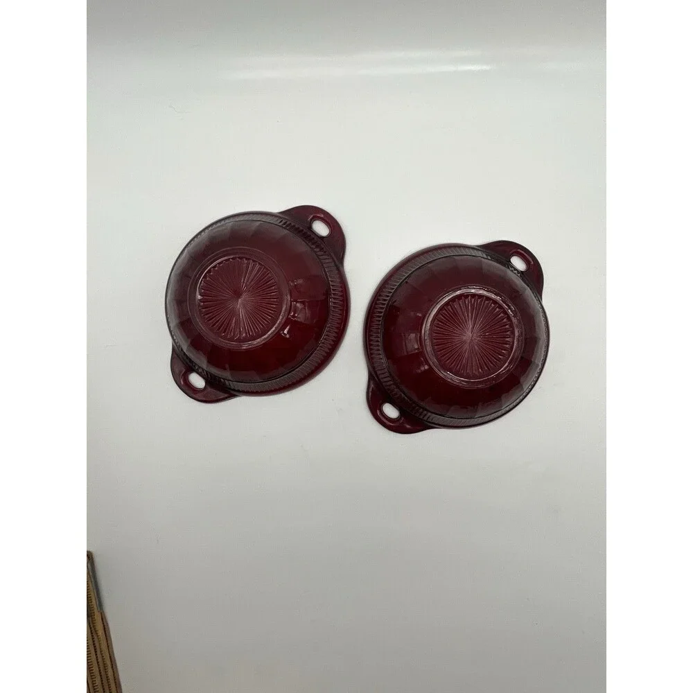 Vintage Anchor Hocking Coronation Royal Ruby Fruit/Dessert Bowls with Handles